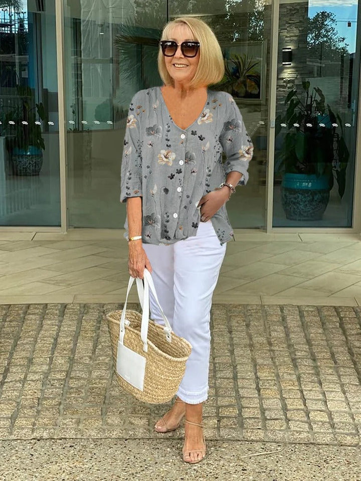 Elisabetta | Printed Button Tunic Top