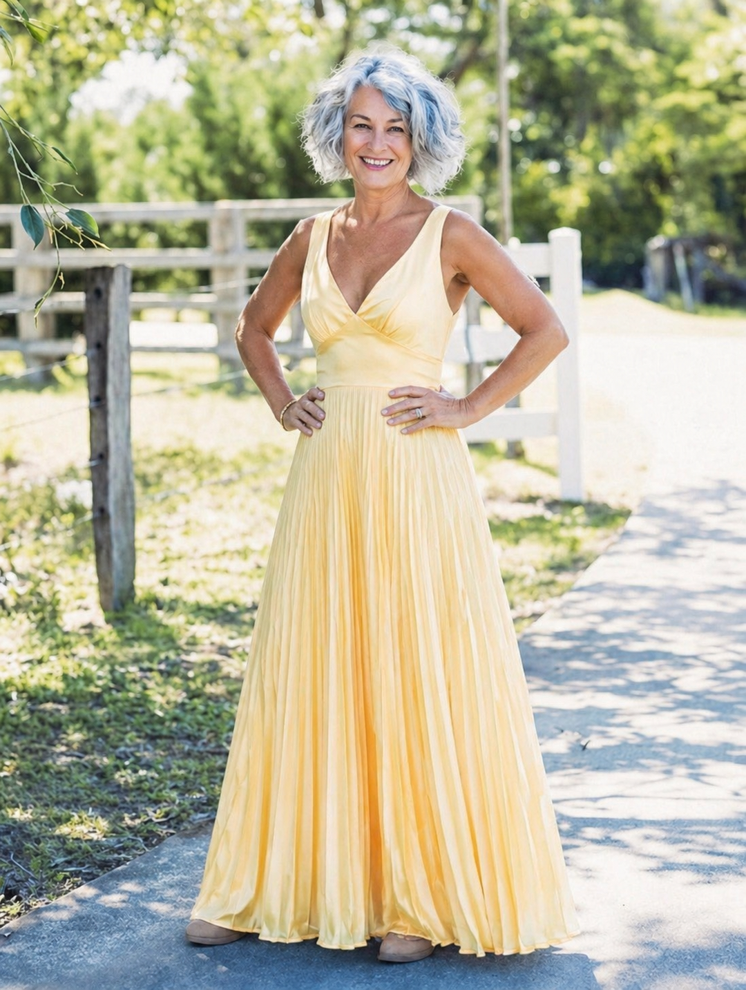 Harrow & Lane™ | Pleated V-Neck Maxi Dress