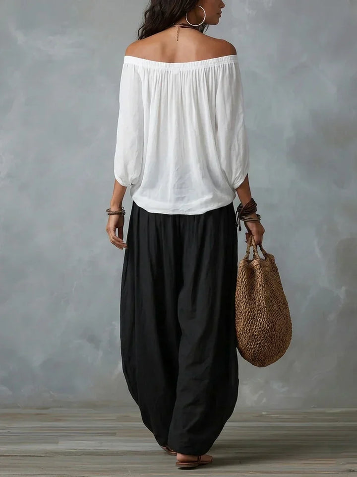 Philomena Off-Shoulder Top & Lantern Trousers Set