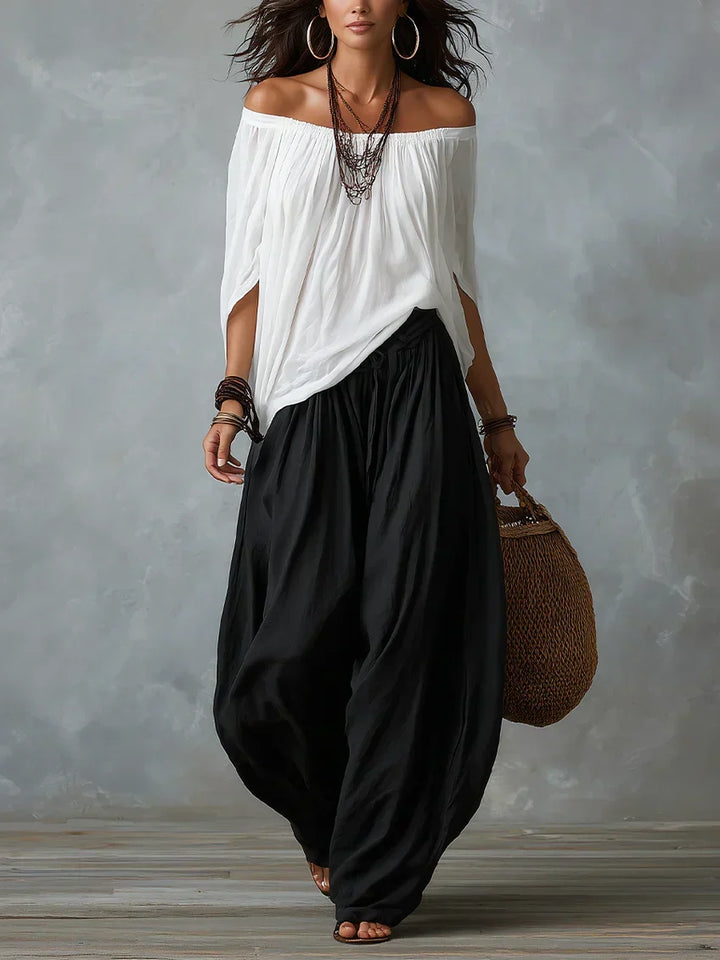 Philomena Off-Shoulder Top & Lantern Trousers Set