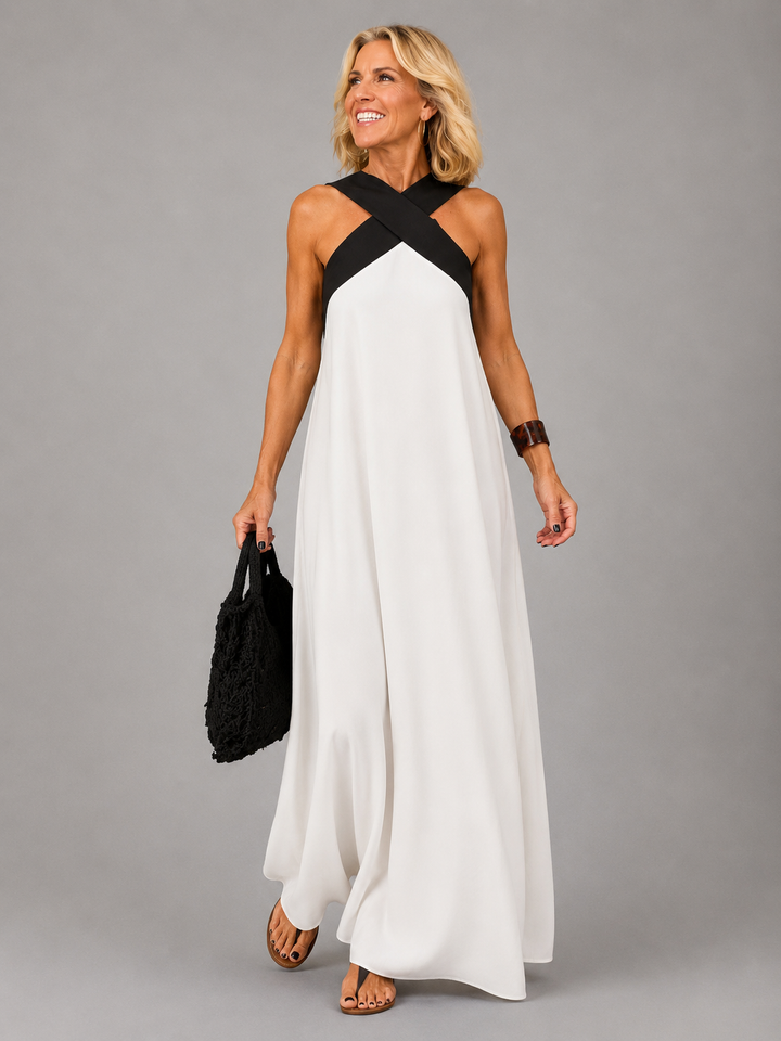 Amaranta™ | Cross Elegance Maxi Dress