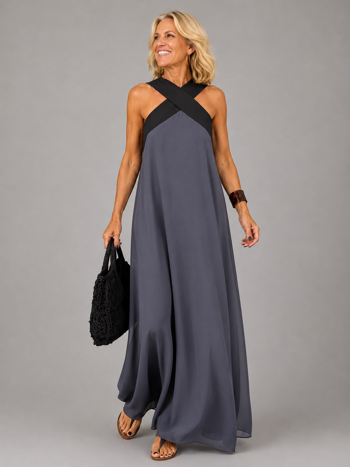Amaranta™ | Cross Elegance Maxi Dress