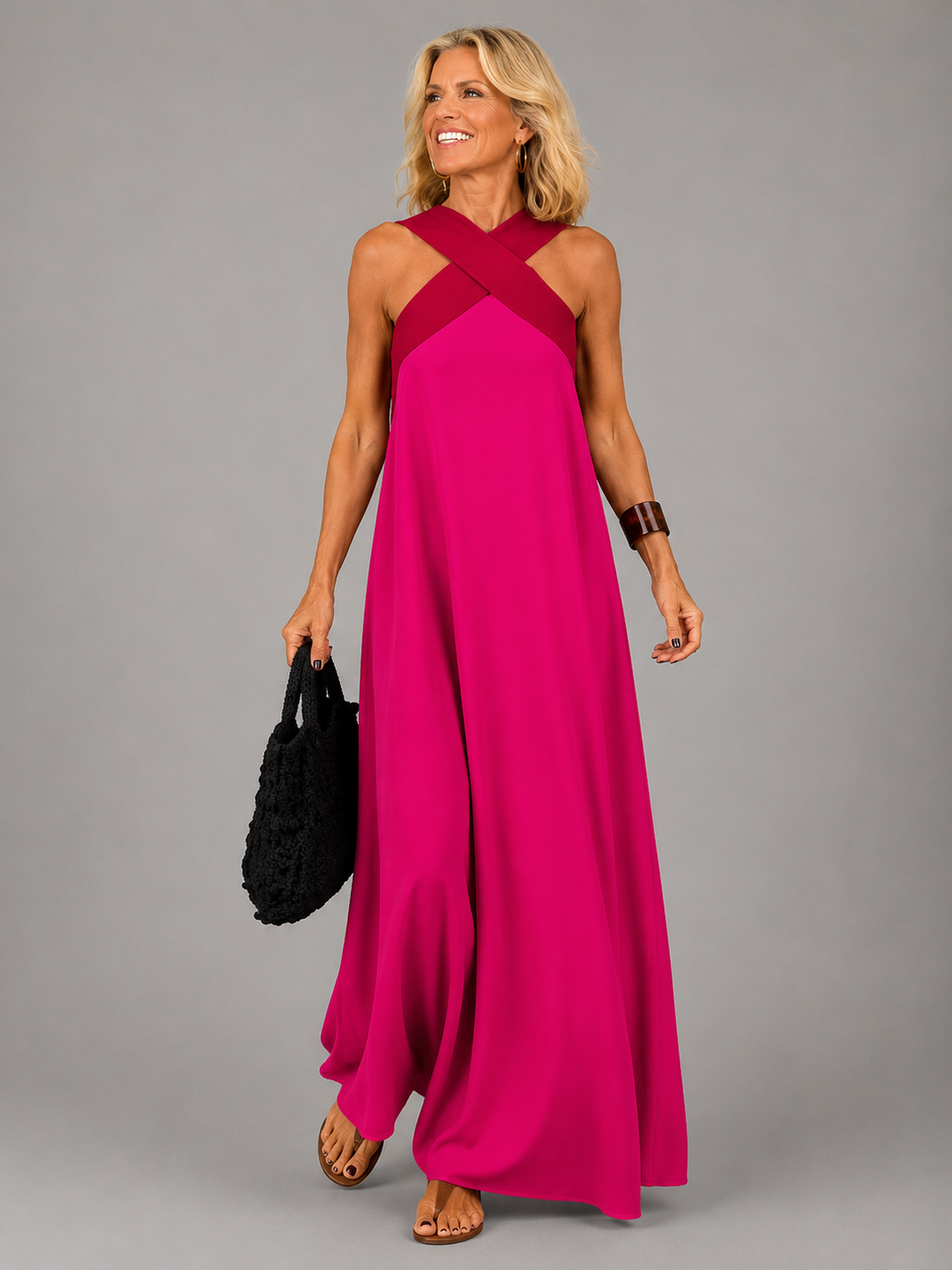 Amaranta™ | Cross Elegance Maxi Dress