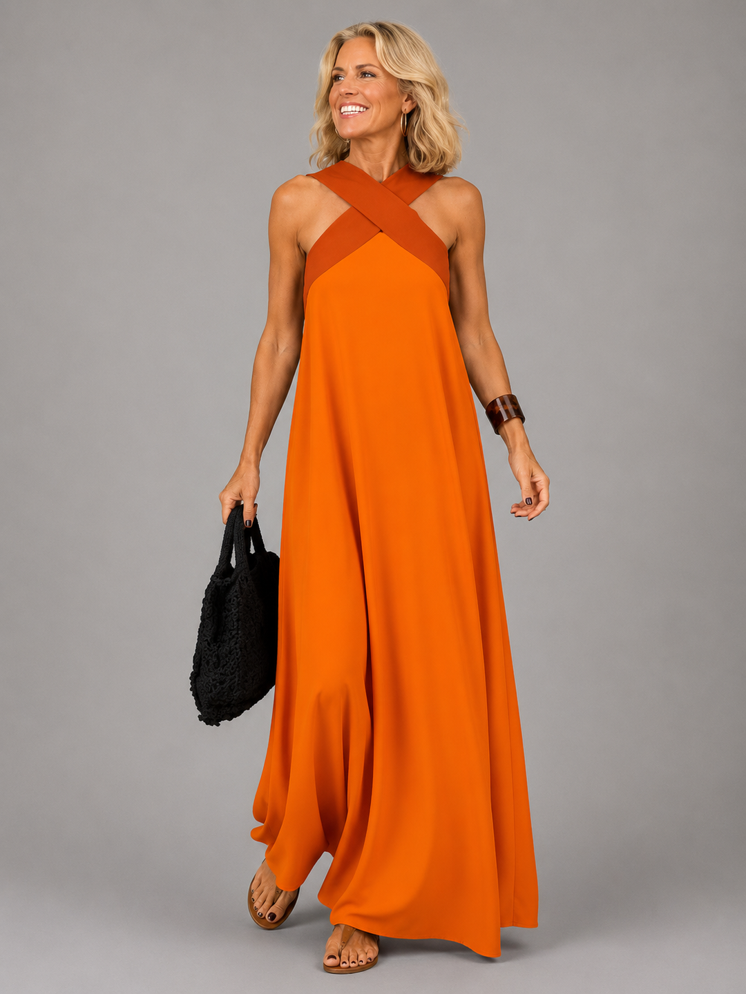Amaranta™ | Cross Elegance Maxi Dress