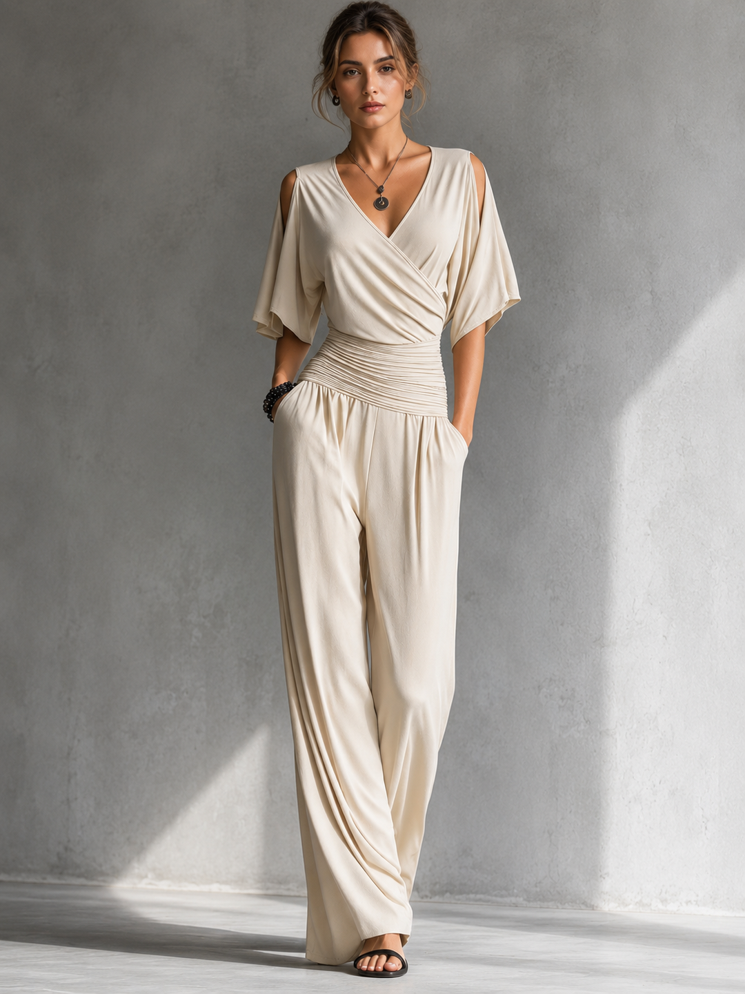 Korina - Elegant Wrap Jumpsuit with Wide Legs