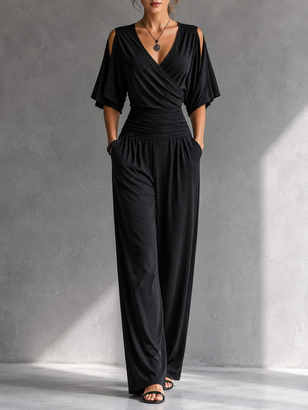 Korina - Elegant Wrap Jumpsuit with Wide Legs