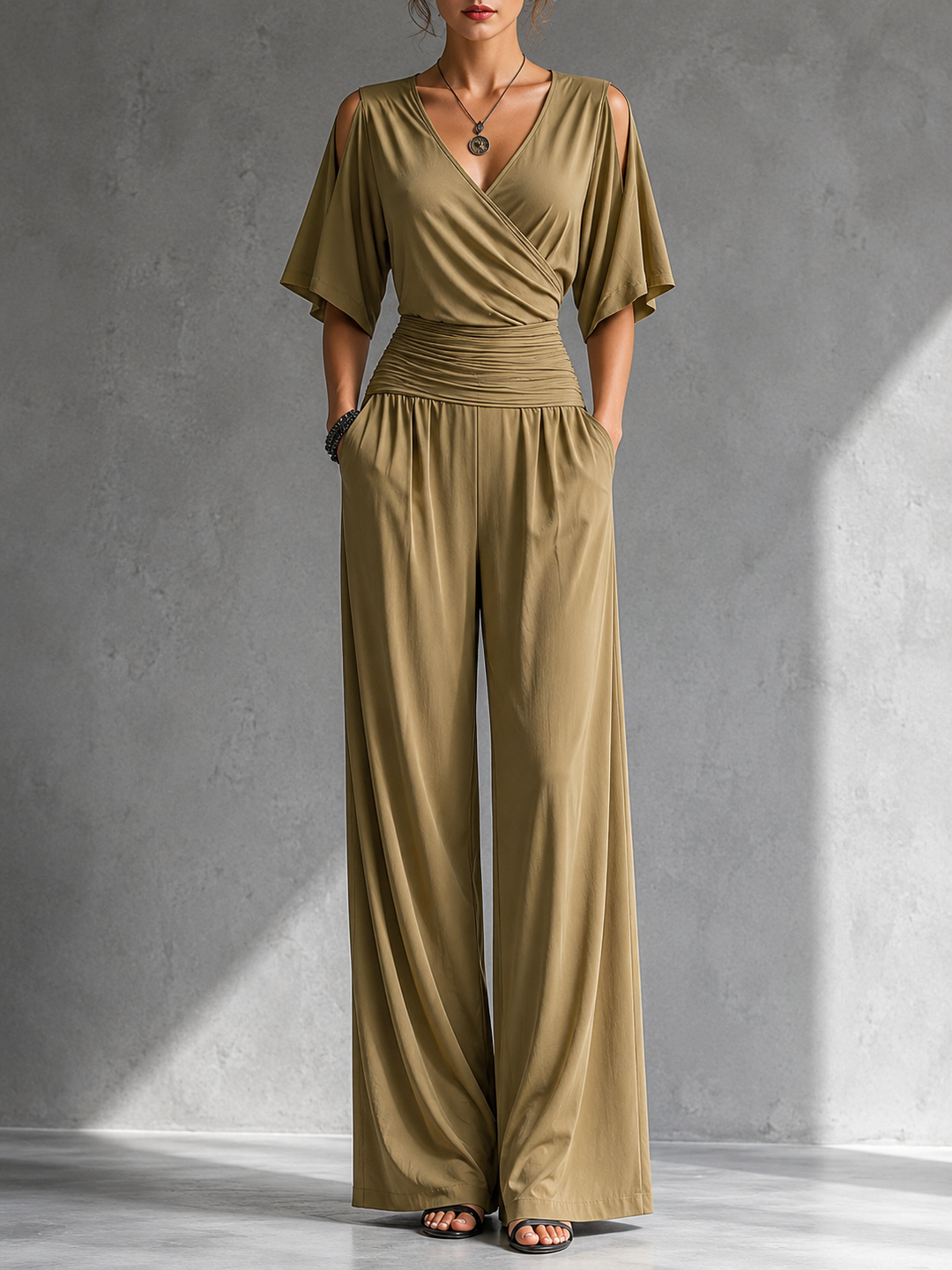 Korina - Elegant Wrap Jumpsuit with Wide Legs