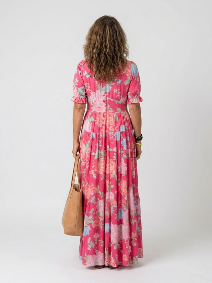 Berenice | Short Sleeve V Neck Floral Midi Dress