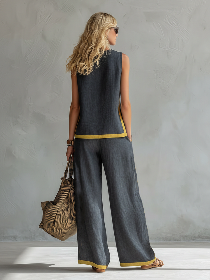 Elisa – Complete vest and trousers in two-tone grey