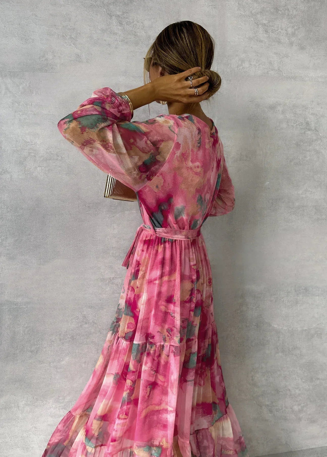 Marnie | Vibrant Floral Wrap Dress with Flattering Tiered Silhouette