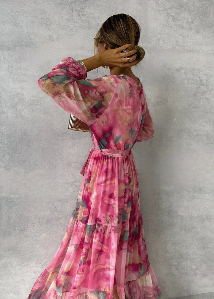 Marnie | Vibrant Floral Wrap Dress with Flattering Tiered Silhouette