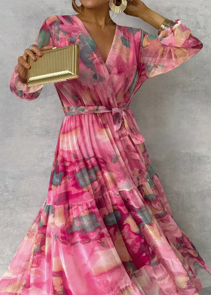 Marnie | Vibrant Floral Wrap Dress with Flattering Tiered Silhouette