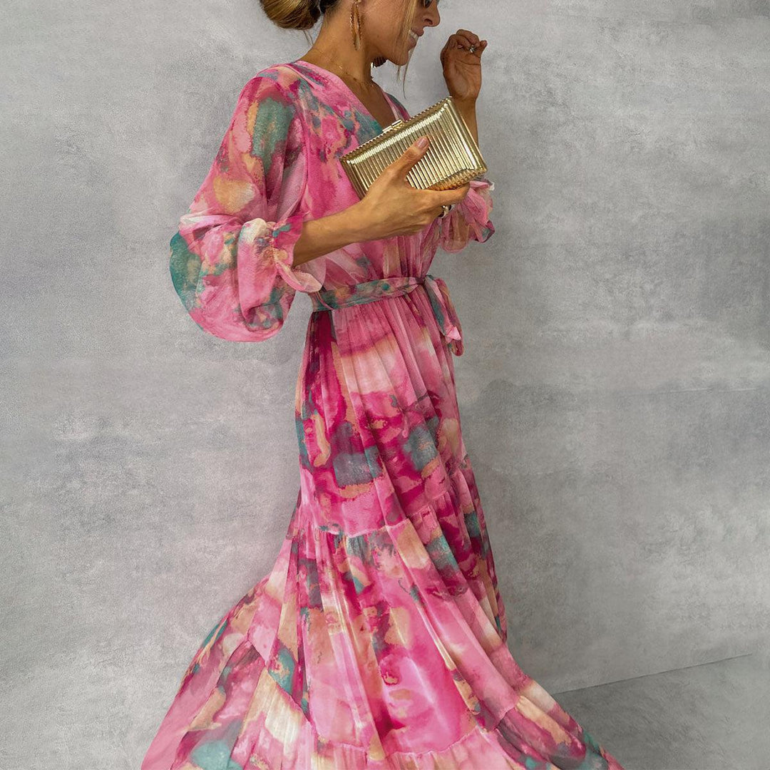 Marnie | Vibrant Floral Wrap Dress with Flattering Tiered Silhouette