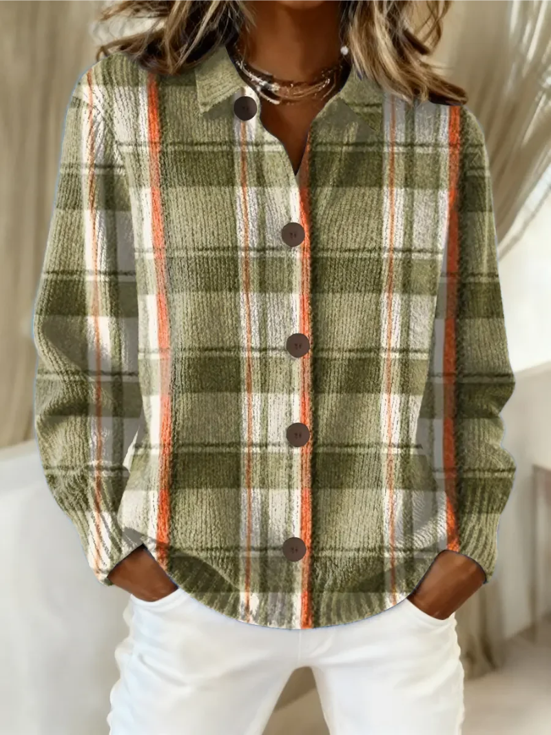 Dolores | Olive Plaid Button Cardigan