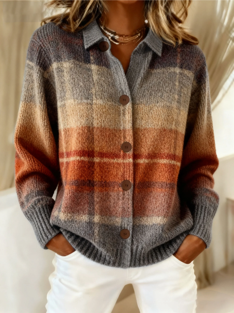 Daria | Autumn Ombre Plaid Cardigan