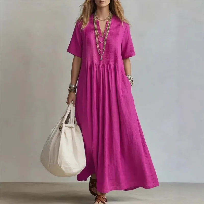 FLEUR | Blue Maxi Dress Short Sleeve
