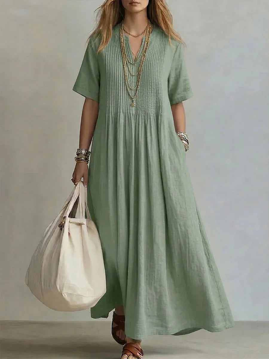 FLEUR | Blue Maxi Dress Short Sleeve