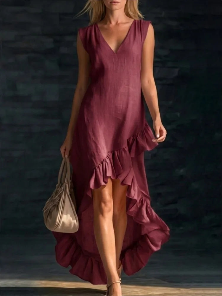 TAMSIN | Sleeveless Maxi Dress with Ruffle Hem