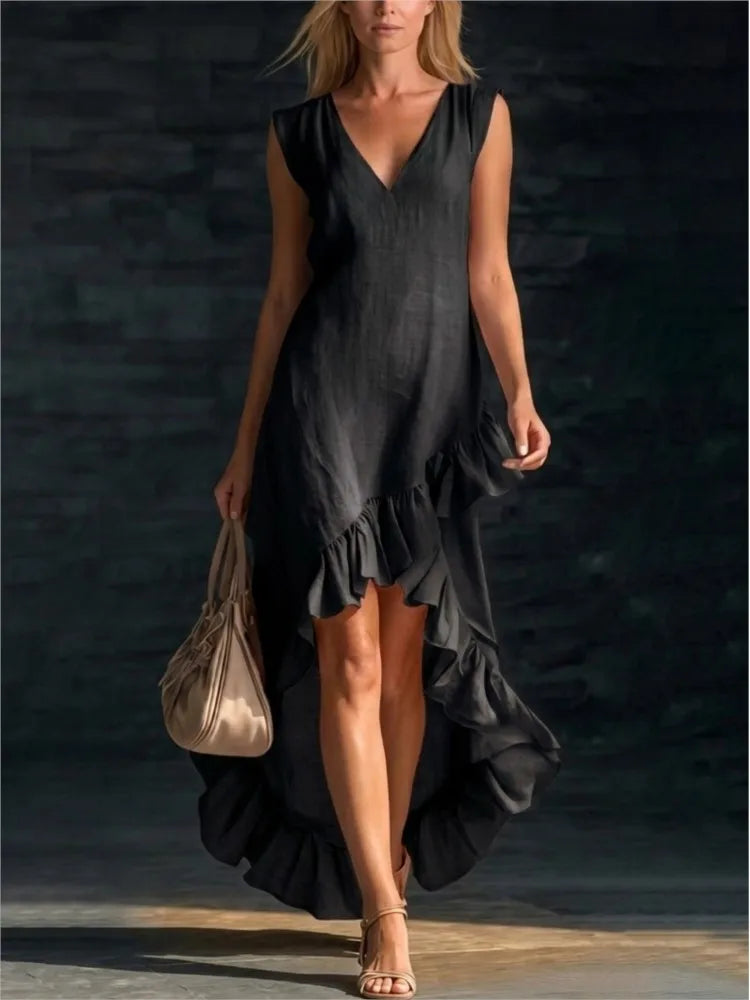TAMSIN | Sleeveless Maxi Dress with Ruffle Hem