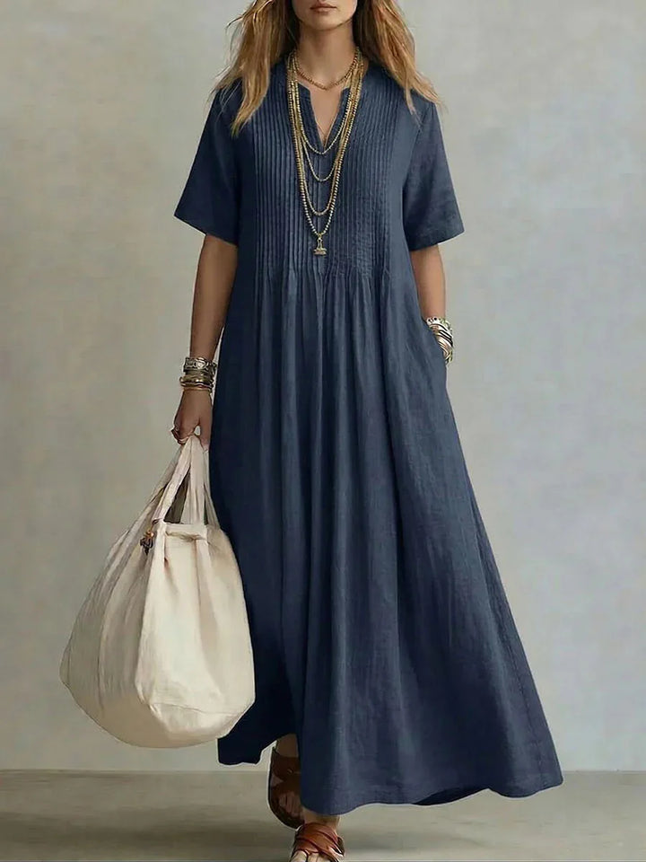 FLEUR | Blue Maxi Dress Short Sleeve