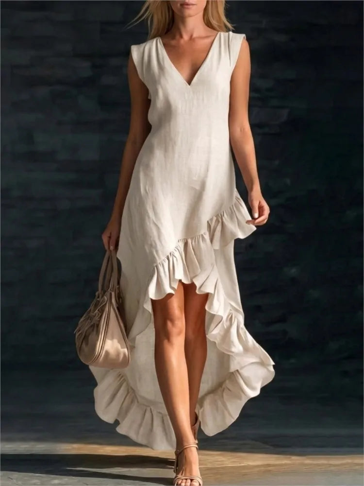 TAMSIN | Sleeveless Maxi Dress with Ruffle Hem