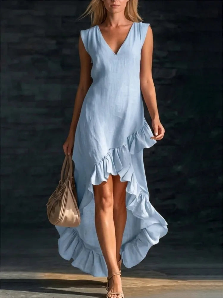 TAMSIN | Sleeveless Maxi Dress with Ruffle Hem
