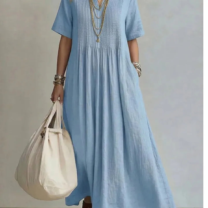 FLEUR | Blue Maxi Dress Short Sleeve