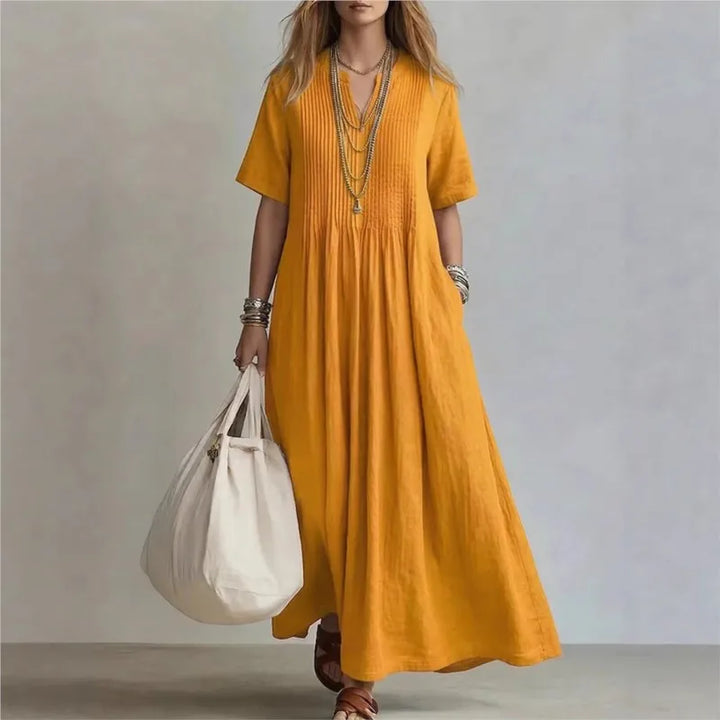 FLEUR | Blue Maxi Dress Short Sleeve