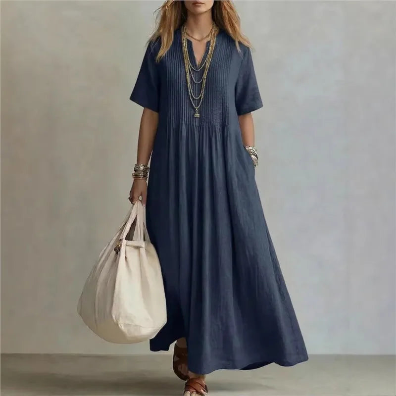 FLEUR | Blue Maxi Dress Short Sleeve