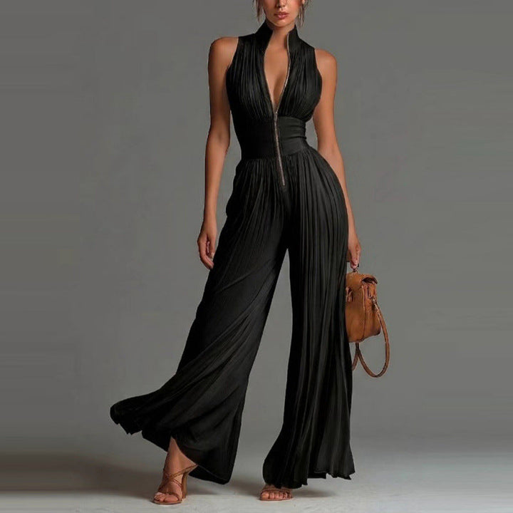Kyla | Pleated Floral Chiffon Jumpsuit for Women