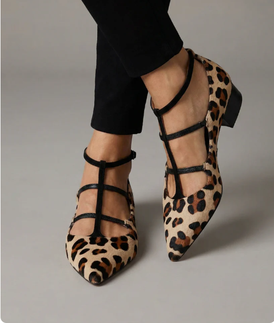 Domenica - Heeled Shoes with Leopard Strap