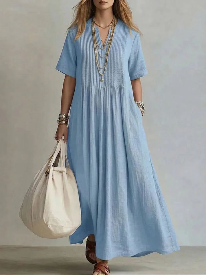 FLEUR | Blue Maxi Dress Short Sleeve