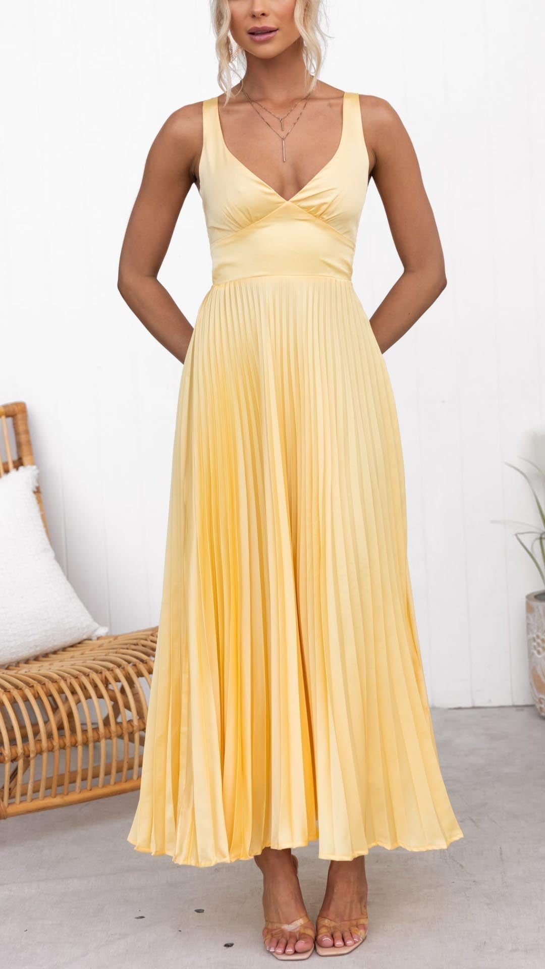 Harrow & Lane™ | Pleated V-Neck Maxi Dress