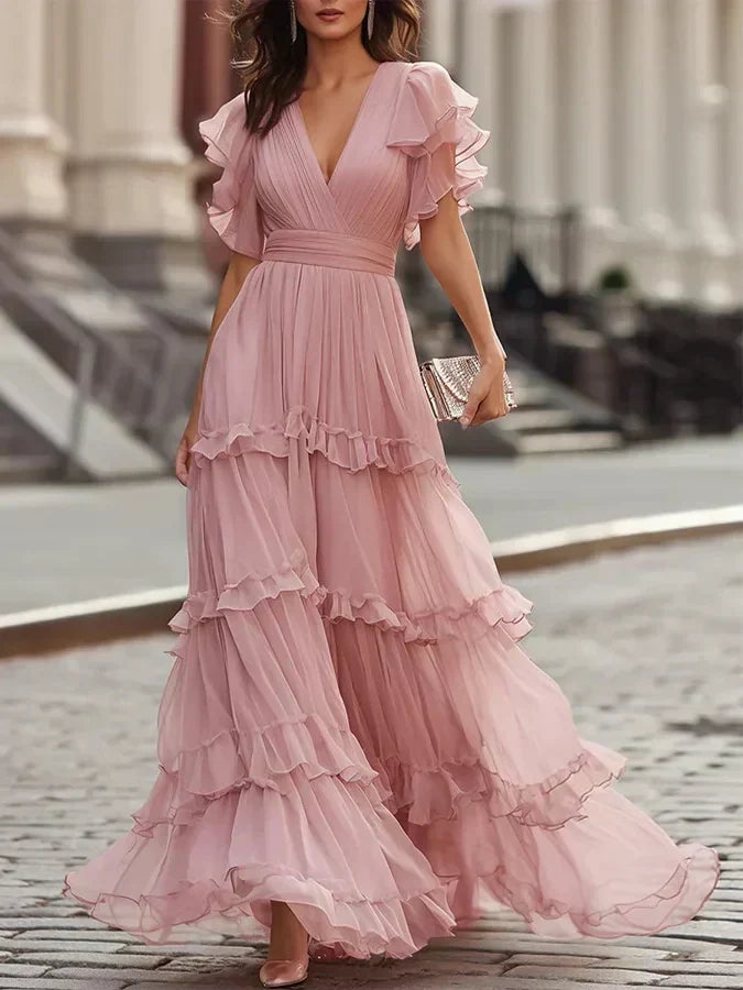 Annalisa | Light Pink Elegant Wedding Maxi Dress
