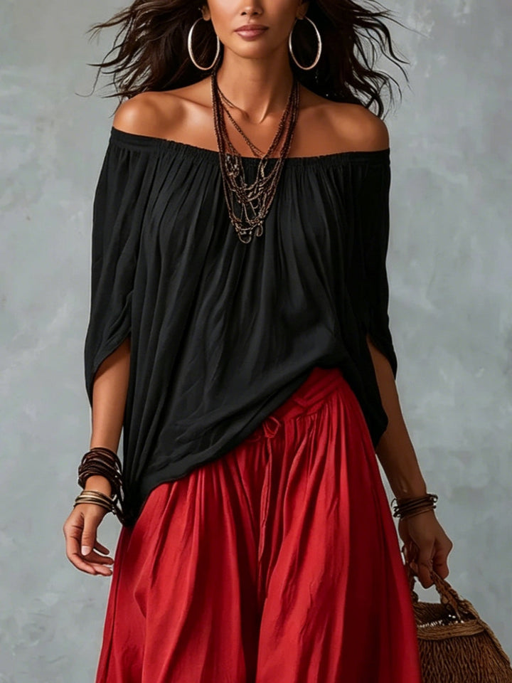 Philomena Off-Shoulder Top & Lantern Trousers Set