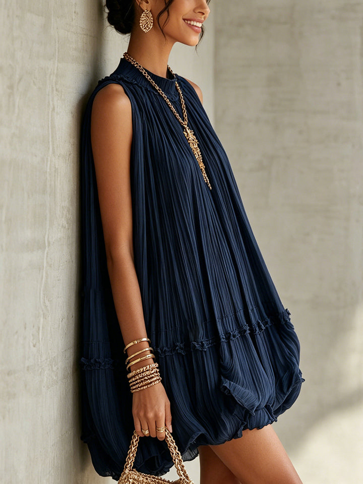 Daisy | Chiffon Mini Dress with Halter Neck and Balloon Skirt