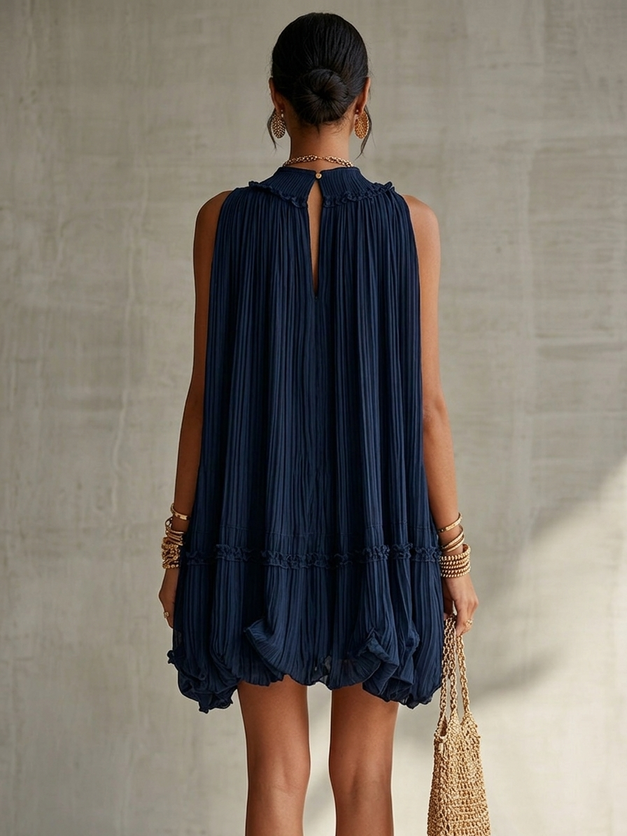 Daisy | Chiffon Mini Dress with Halter Neck and Balloon Skirt
