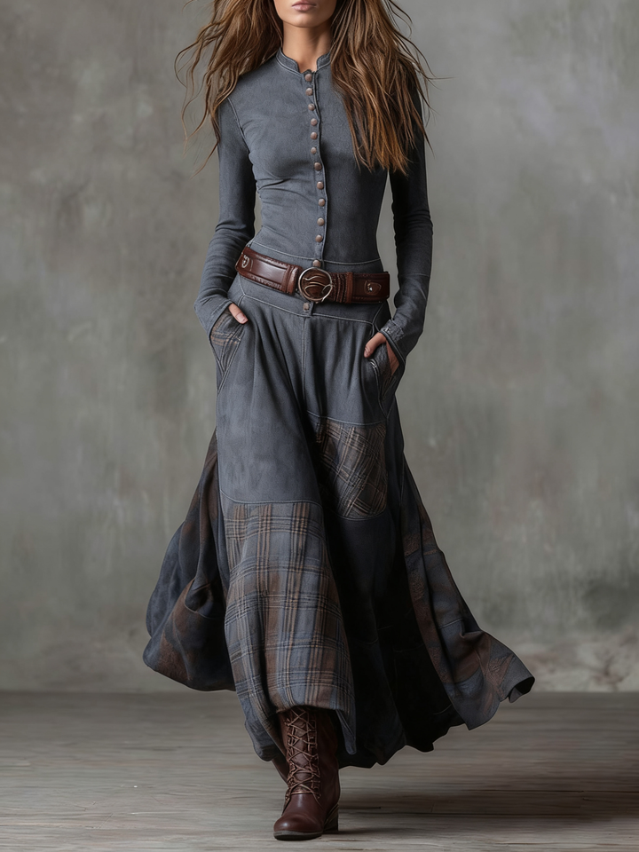 Agatha - Maxi Suede Dress with Belt