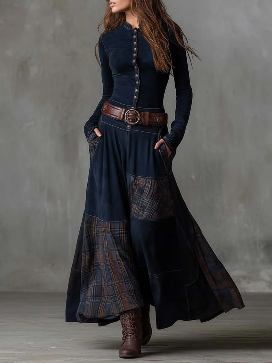 Agatha - Maxi Suede Dress with Belt