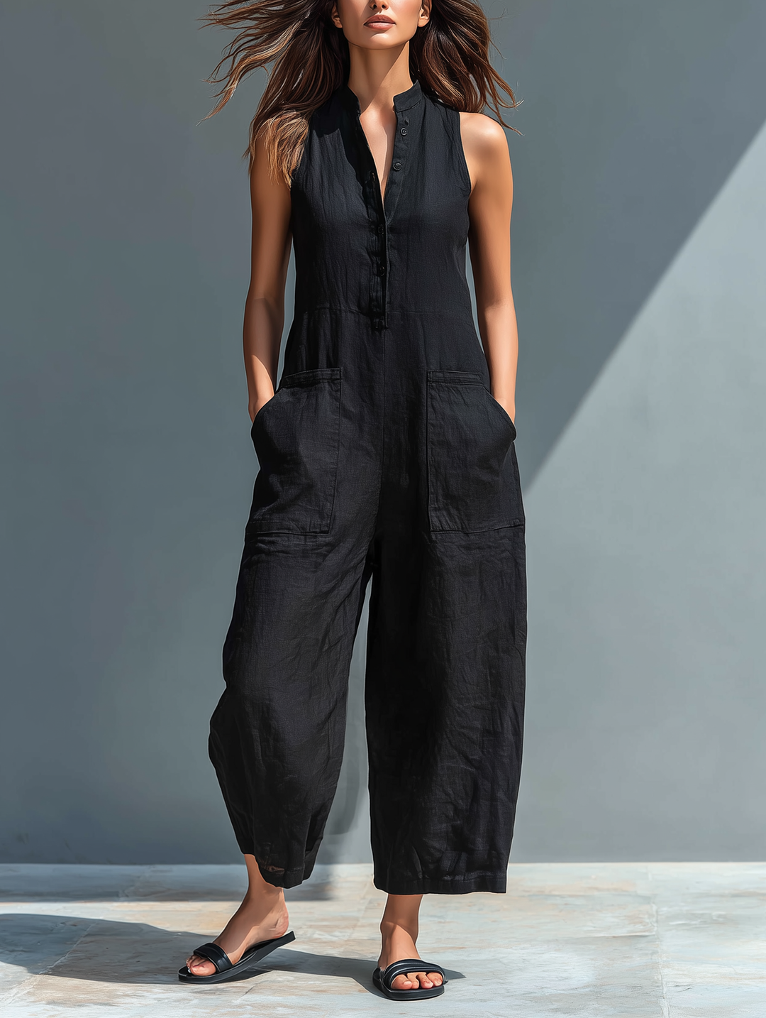 Averil | Sleeveless Elegant Linen-Blend Jumpsuit