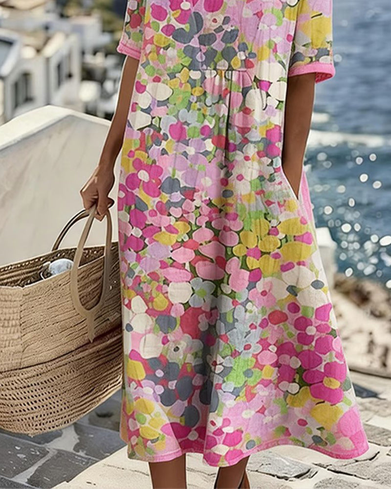 MAGALI™ - ELEGANT FLORAL SUMMER MIDI DRESS