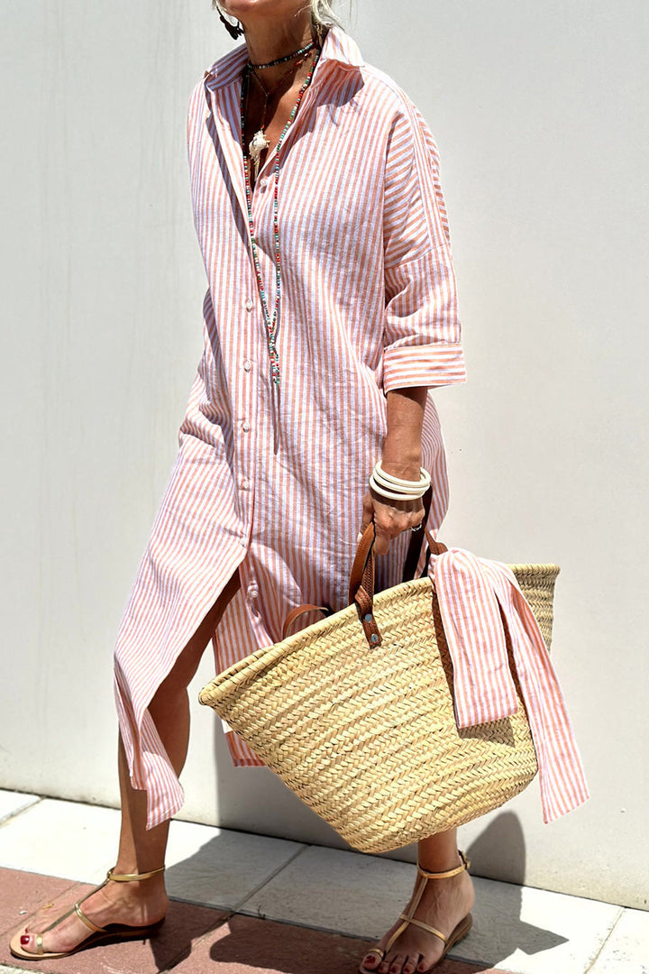 Kenna | Timeless Striped Shirt Dress with Elegant Comfort