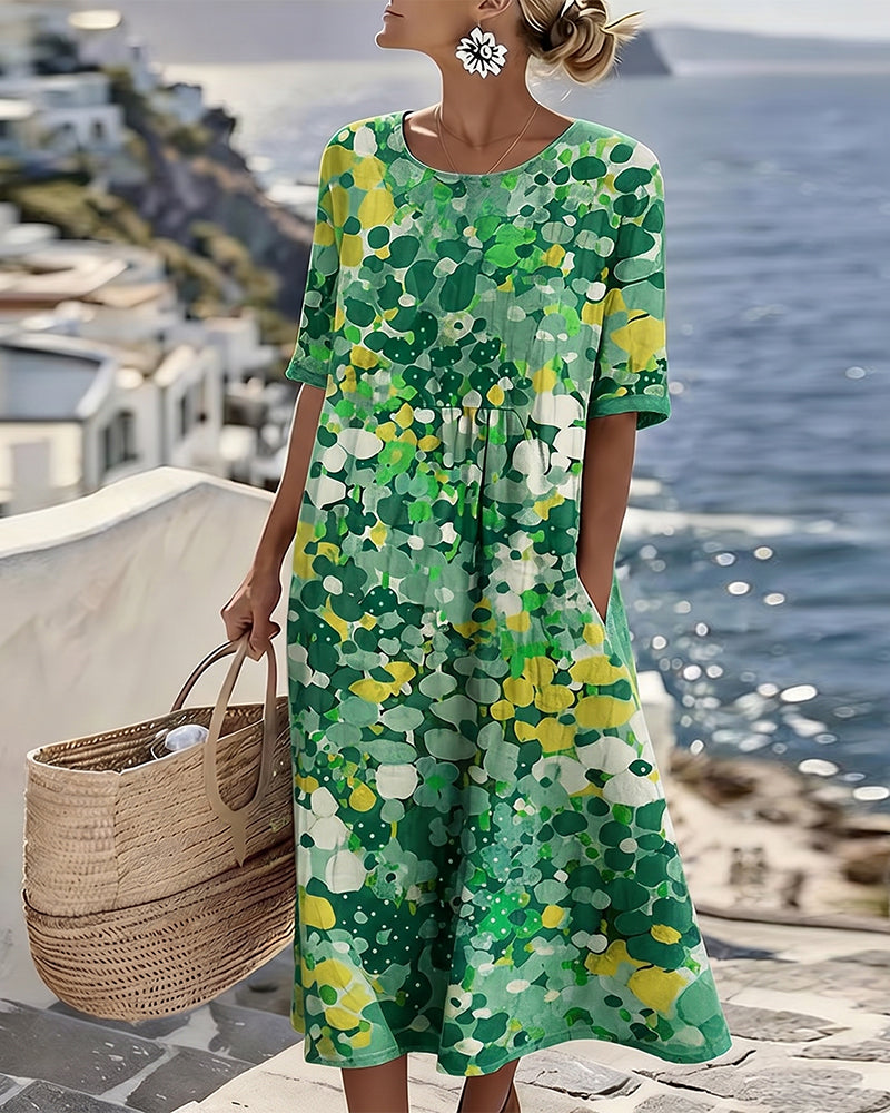 MAGALI™ - ELEGANT FLORAL SUMMER MIDI DRESS