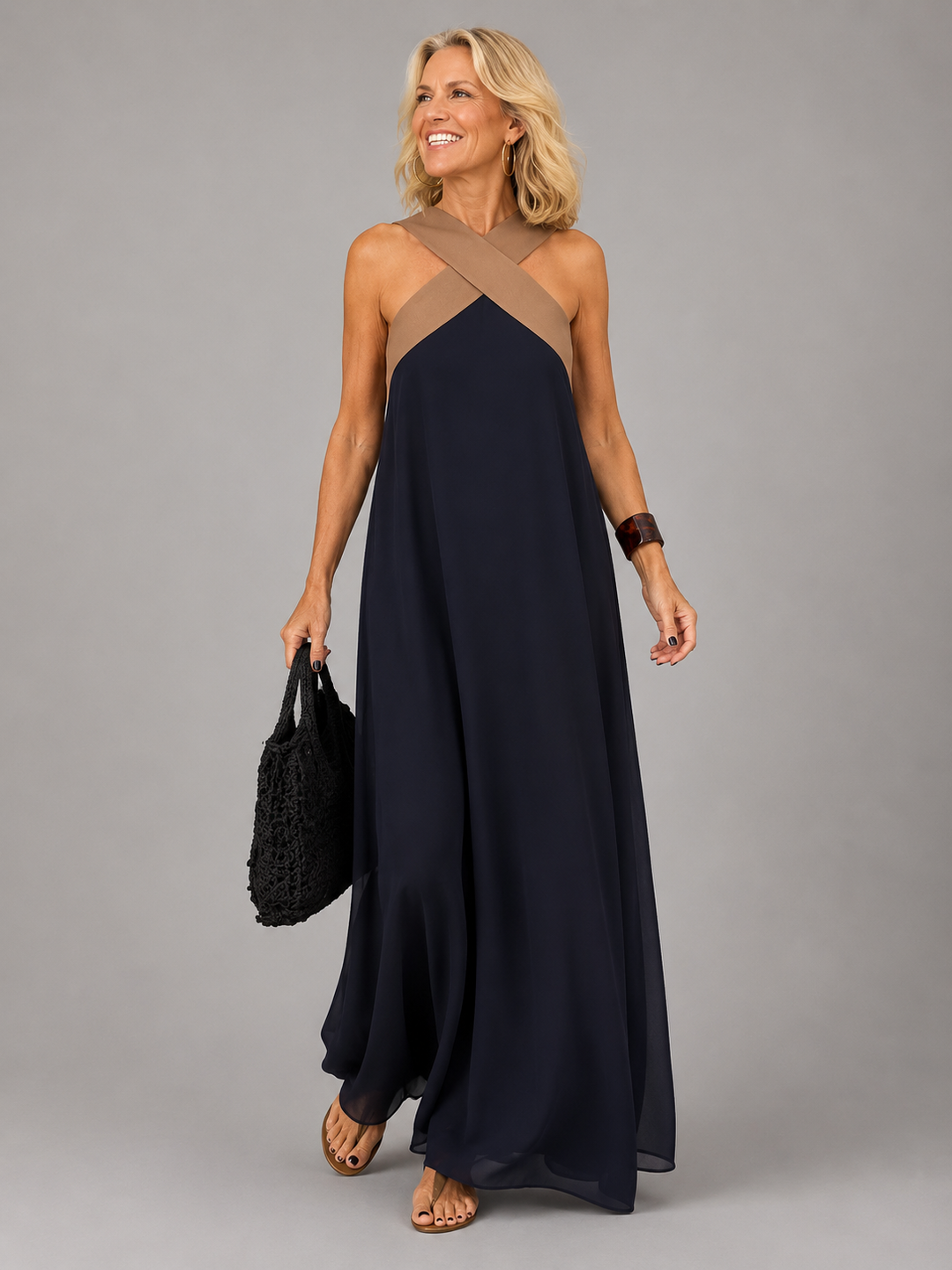 Amaranta™ | Cross Elegance Maxi Dress