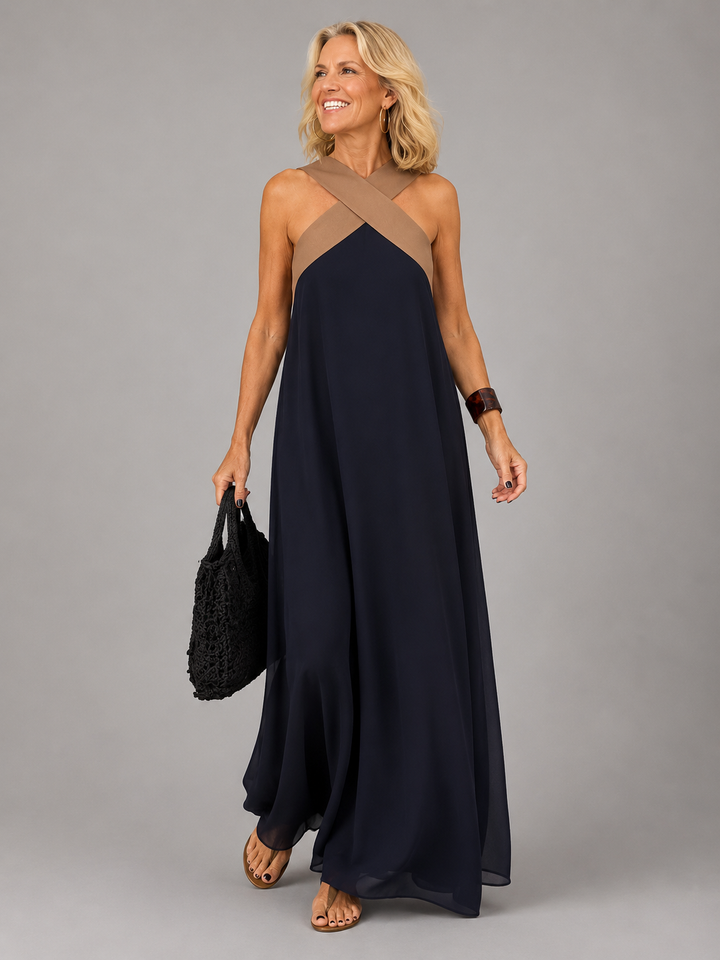 Amaranta™ | Cross Elegance Maxi Dress