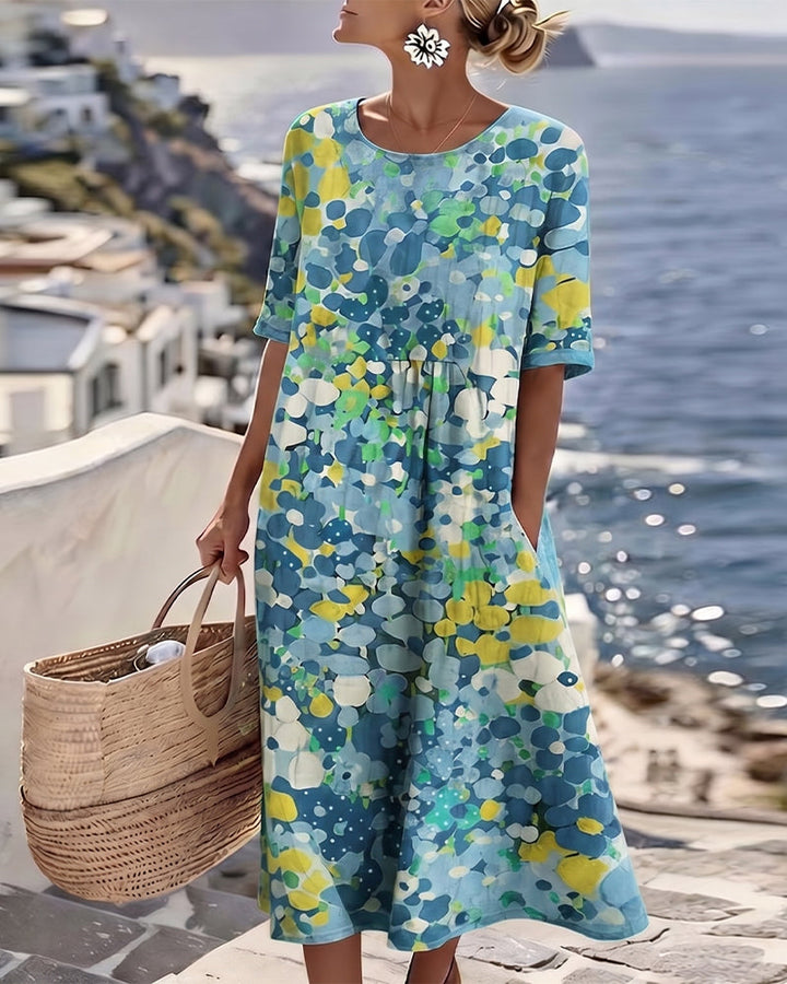 MAGALI™ - ELEGANT FLORAL SUMMER MIDI DRESS