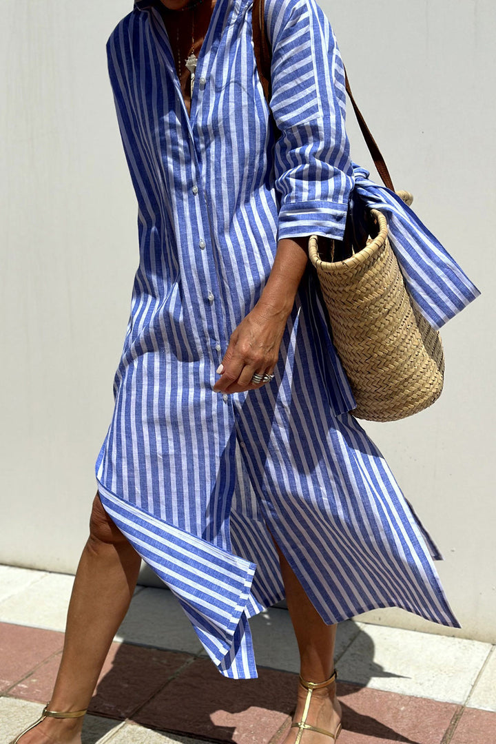 Kenna | Timeless Striped Shirt Dress with Elegant Comfort