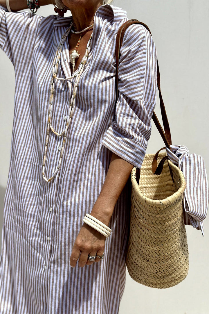 Kenna | Timeless Striped Shirt Dress with Elegant Comfort