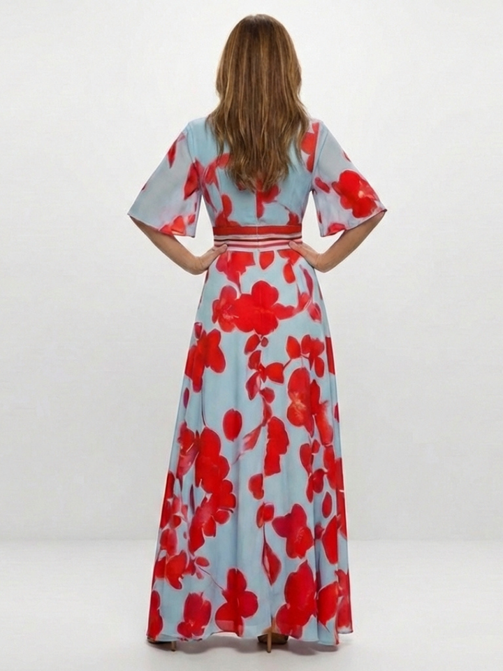 Harrow & Lane™ | V Neck Short Sleeve Floral Maxi Dress