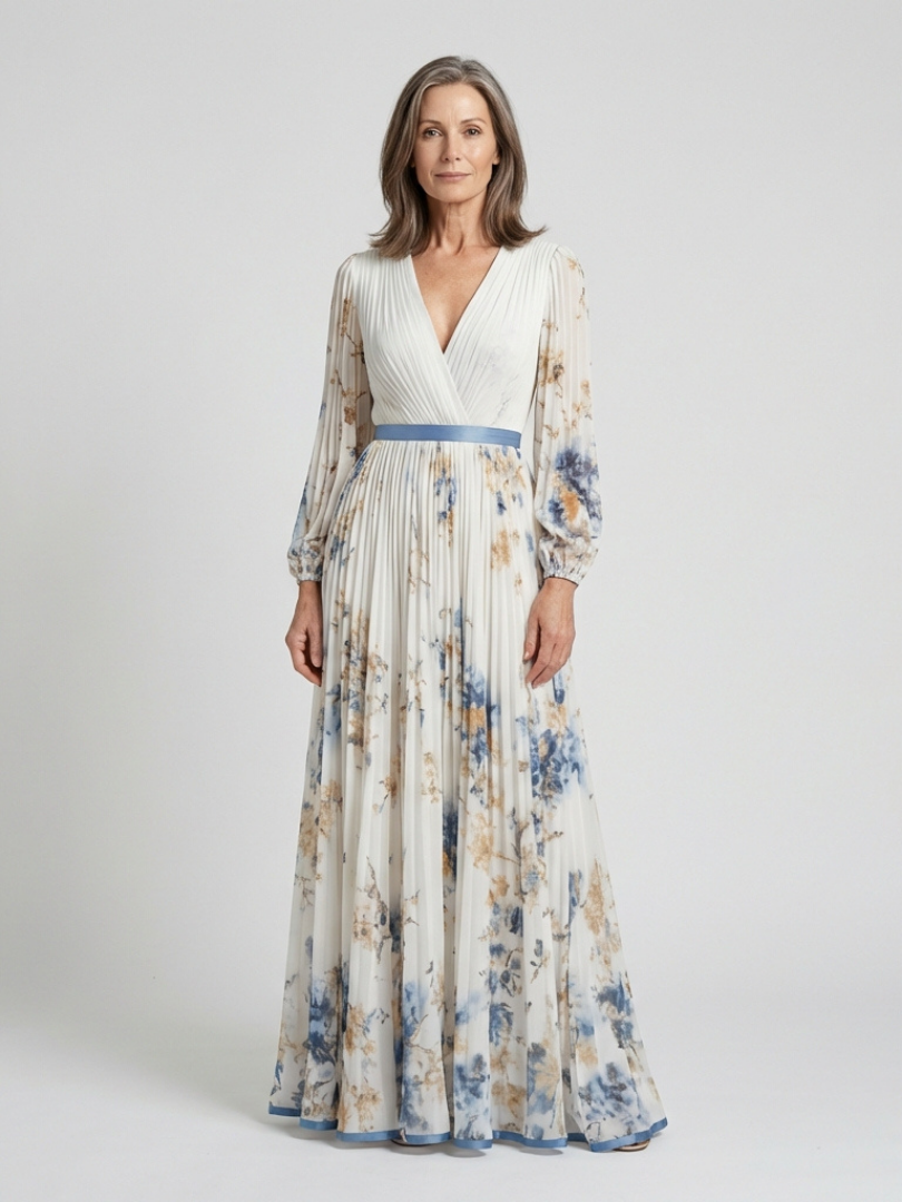 Harrow & Lane™ | Long Sleeve V Neck Floral Maxi Dress